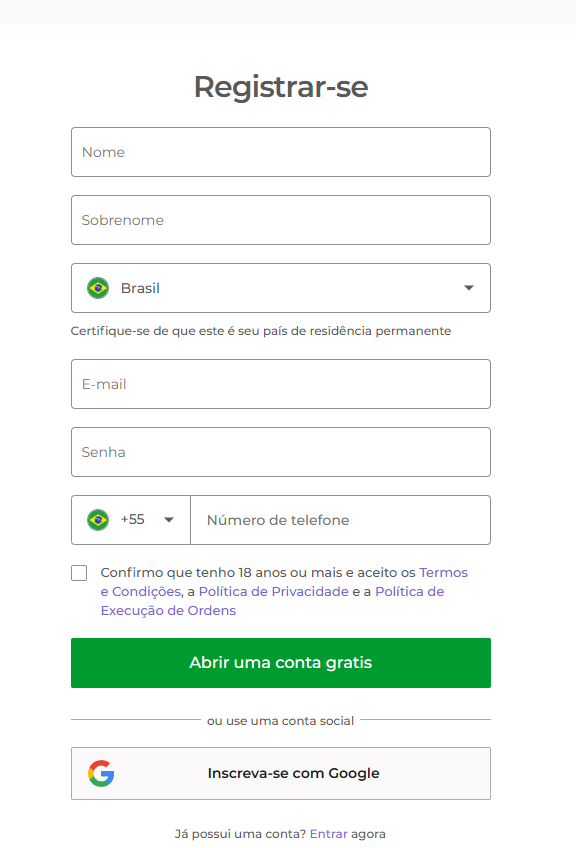 Tela de Registro Bullex